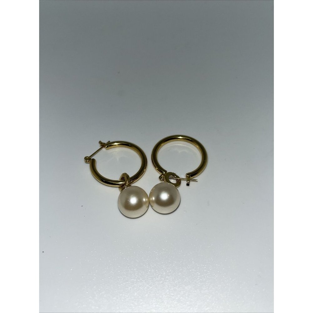 Vintage Lot Of 8 Gold Tone Pierced Earrings w/ Faux Pearls Unbranded - Picture 3 of 12